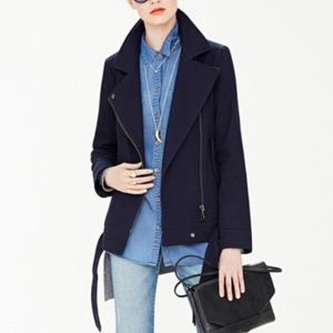 Banana Republic Navy Biker Moto Jacket, Sz M